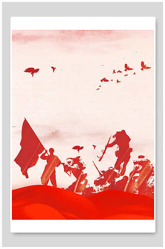 红色军人剪影党建标语宣传背景