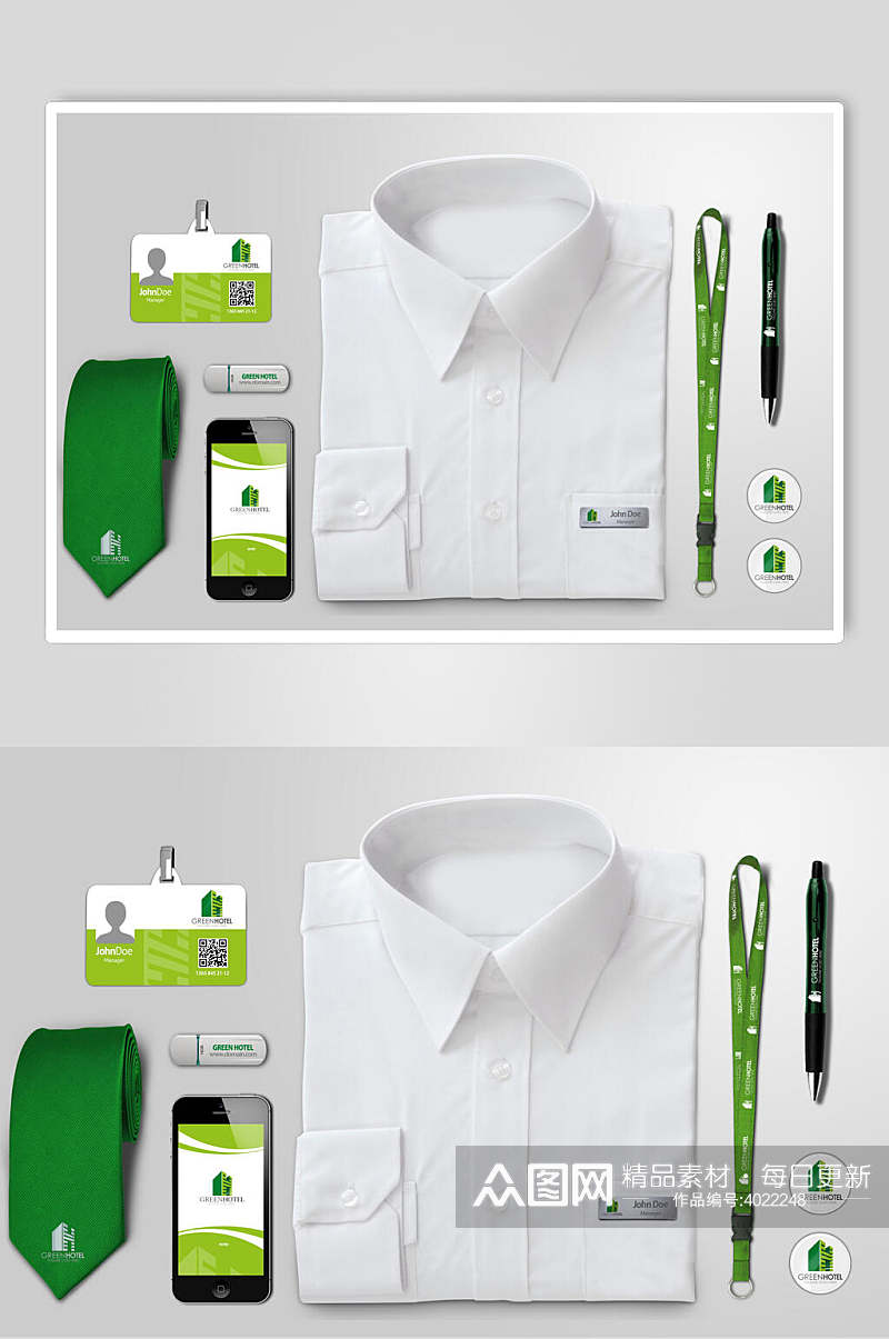 衣服手机绿色大气创意品牌VI样机素材