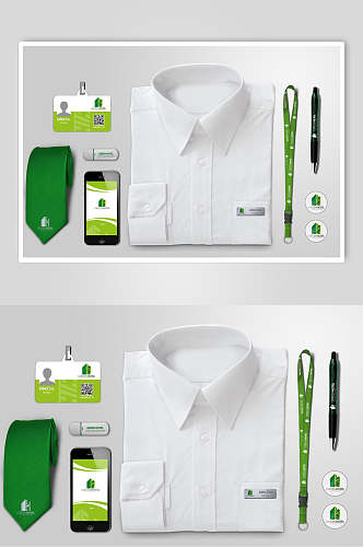 衣服手机绿色大气创意品牌VI样机