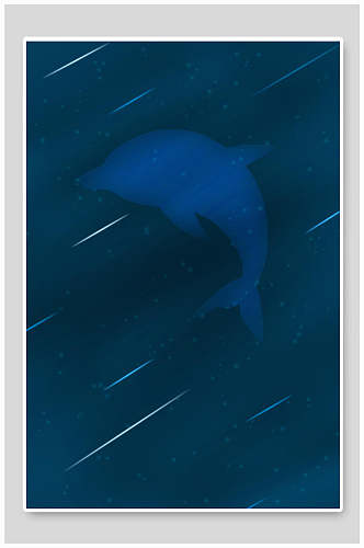 大气蓝色星空海豚背景