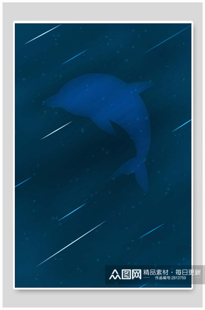 大气蓝色星空海豚背景素材