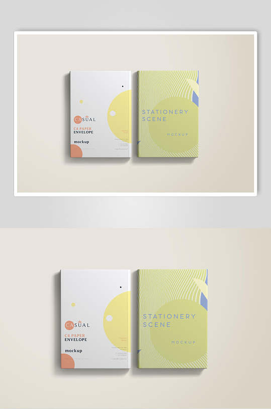 黄白简约艺术封面设计书籍样机