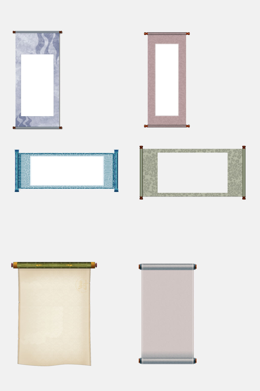 高端大气古风卷轴免抠元素