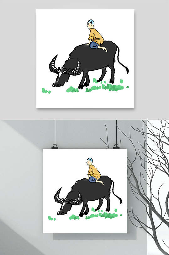 中国风水墨牧童设计素材-众图网