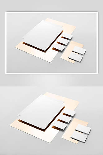 个性大气浅棕空白纸张卡片组合样机