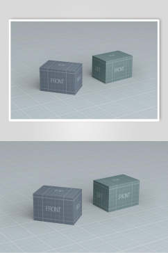 英文蓝绿创意大气方形包装盒样机