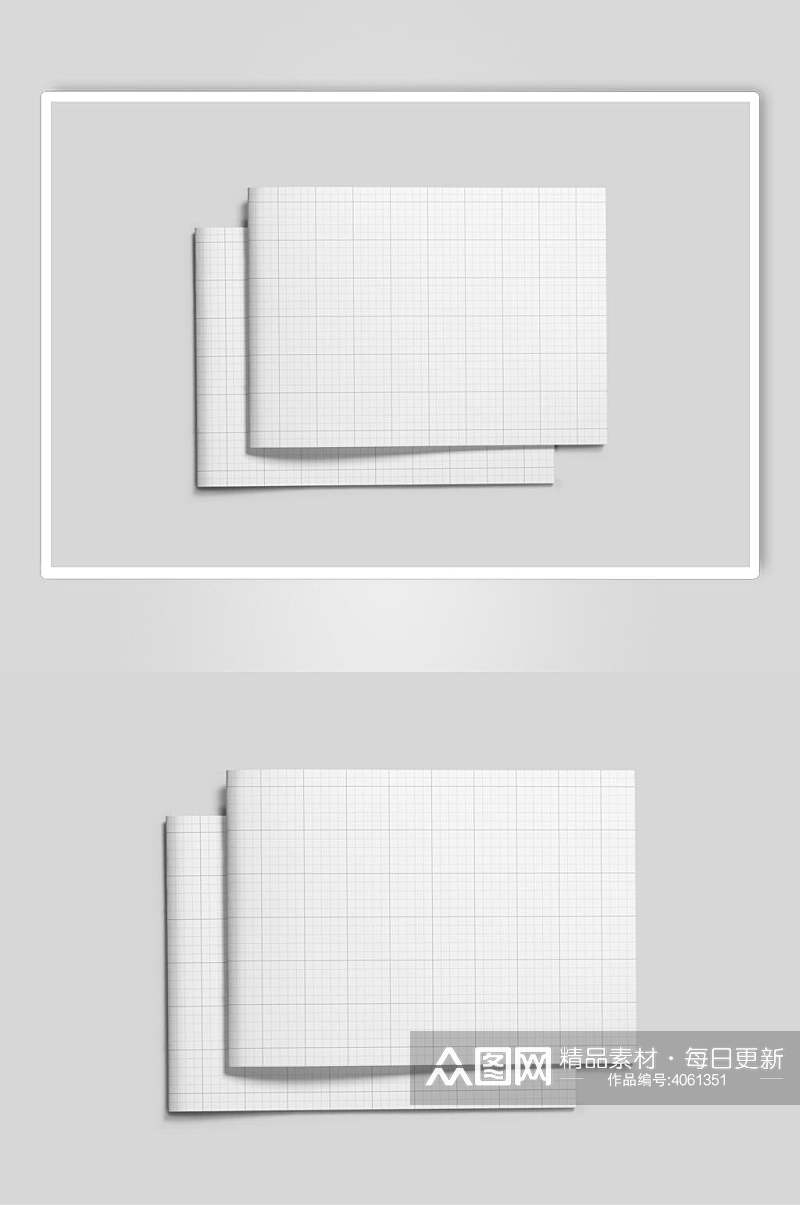 方格线条清新个性简约白色画册样机素材