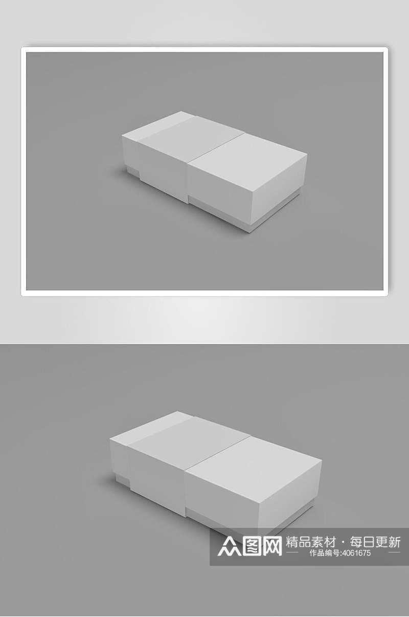 立体方形清新个性简约白色礼盒样机素材