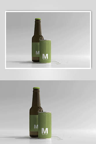 创意典雅易拉罐玻璃啤酒样机