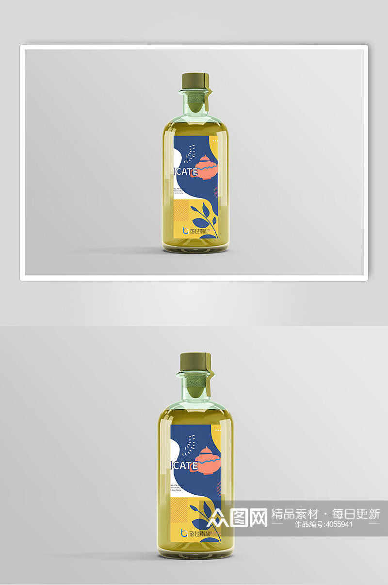 创意果汁矿泉水饮料玻璃瓶包装样机素材