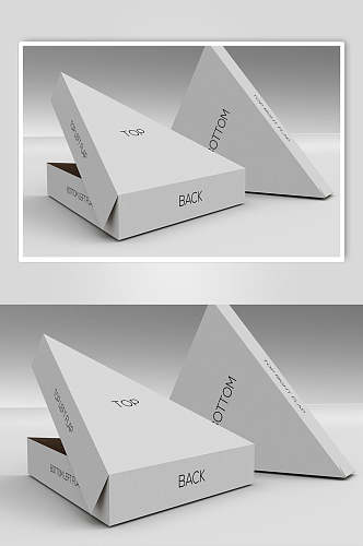 三角盒子创意大气灰色快餐盒样机