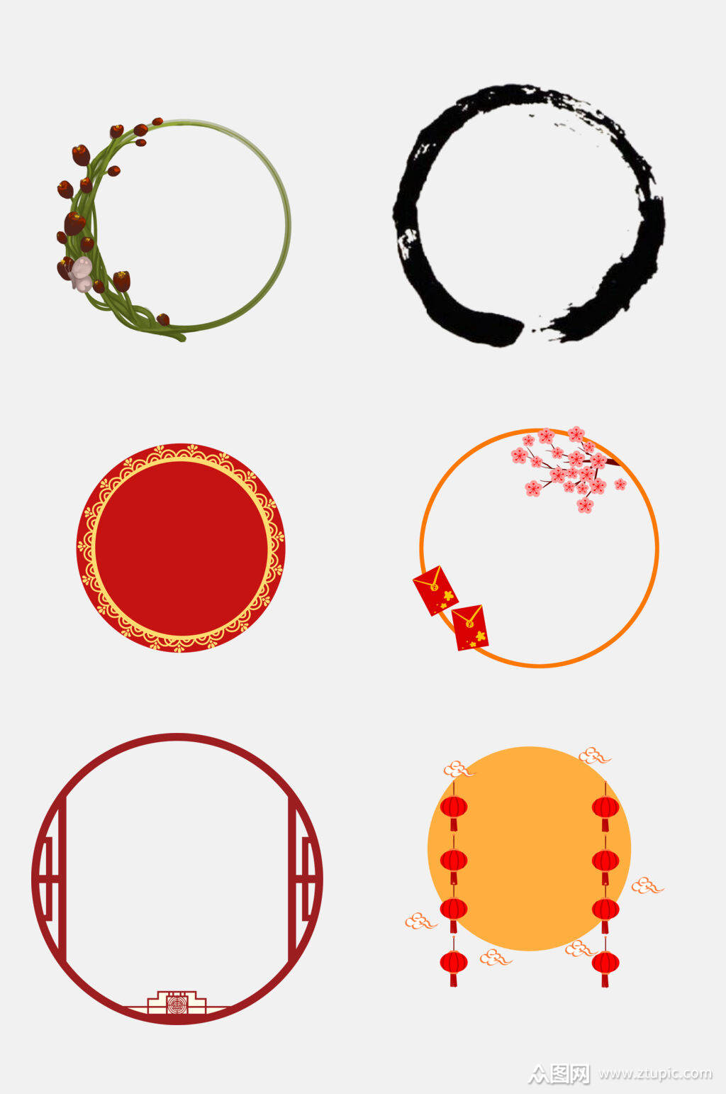 大气中国风圆形边框免抠元素