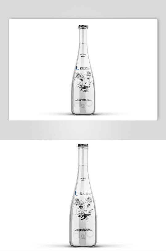 简约瓶子灰色立体高端矿泉水瓶样机