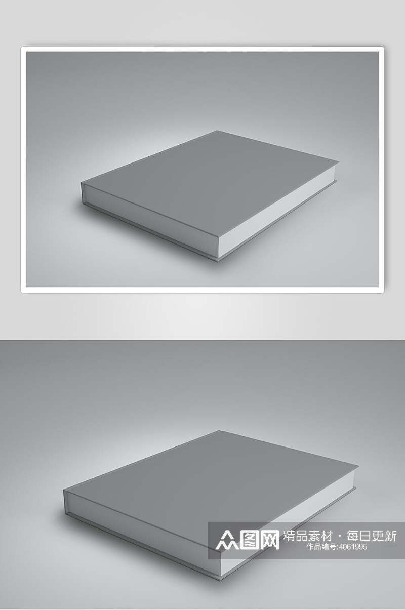 立体平滑个性大气灰精装厚书籍样机素材