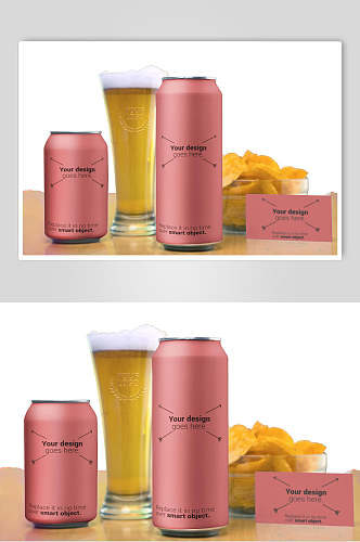 粉色啤酒瓶品牌包装组合样机