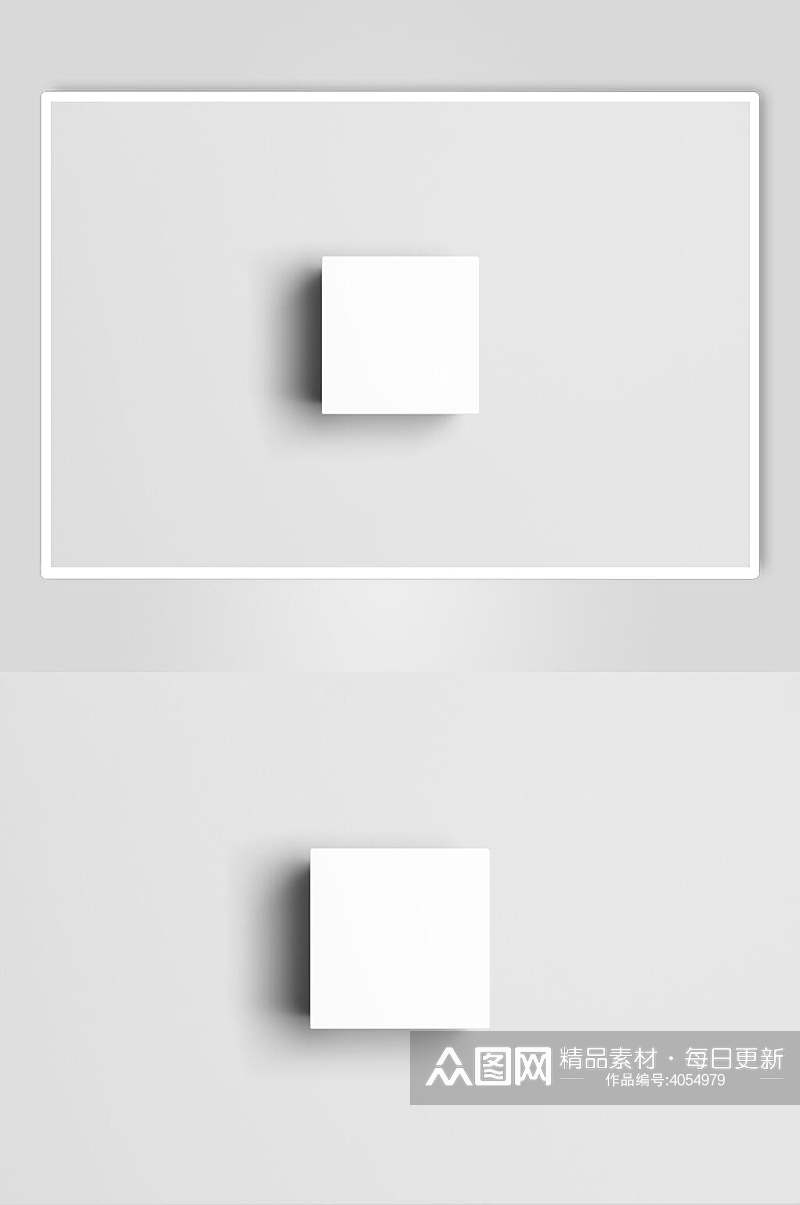 白色阴影创意大气方形包装盒样机素材