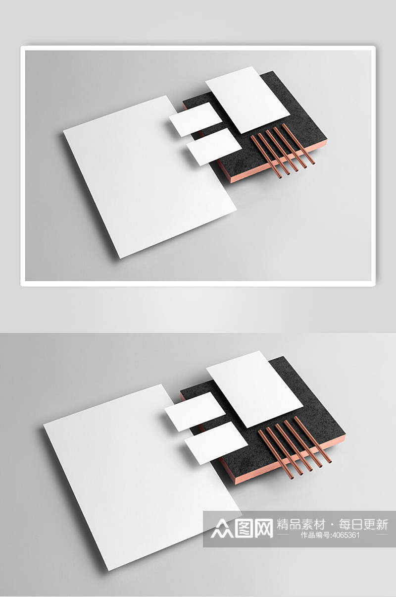 经典大气空白纸张卡片组合样机素材