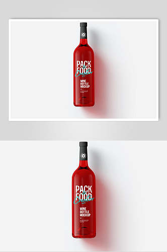 红色玻璃瓶包装样机设计