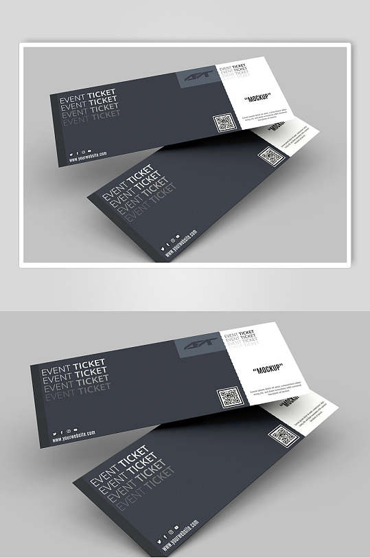 黑色英文代金券门票样机-众图网
