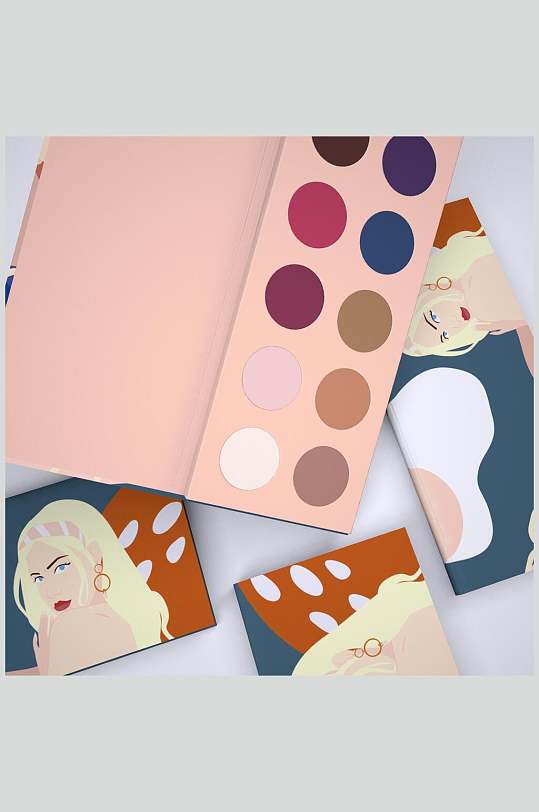 创意插画风腮红眼影化妆品样机