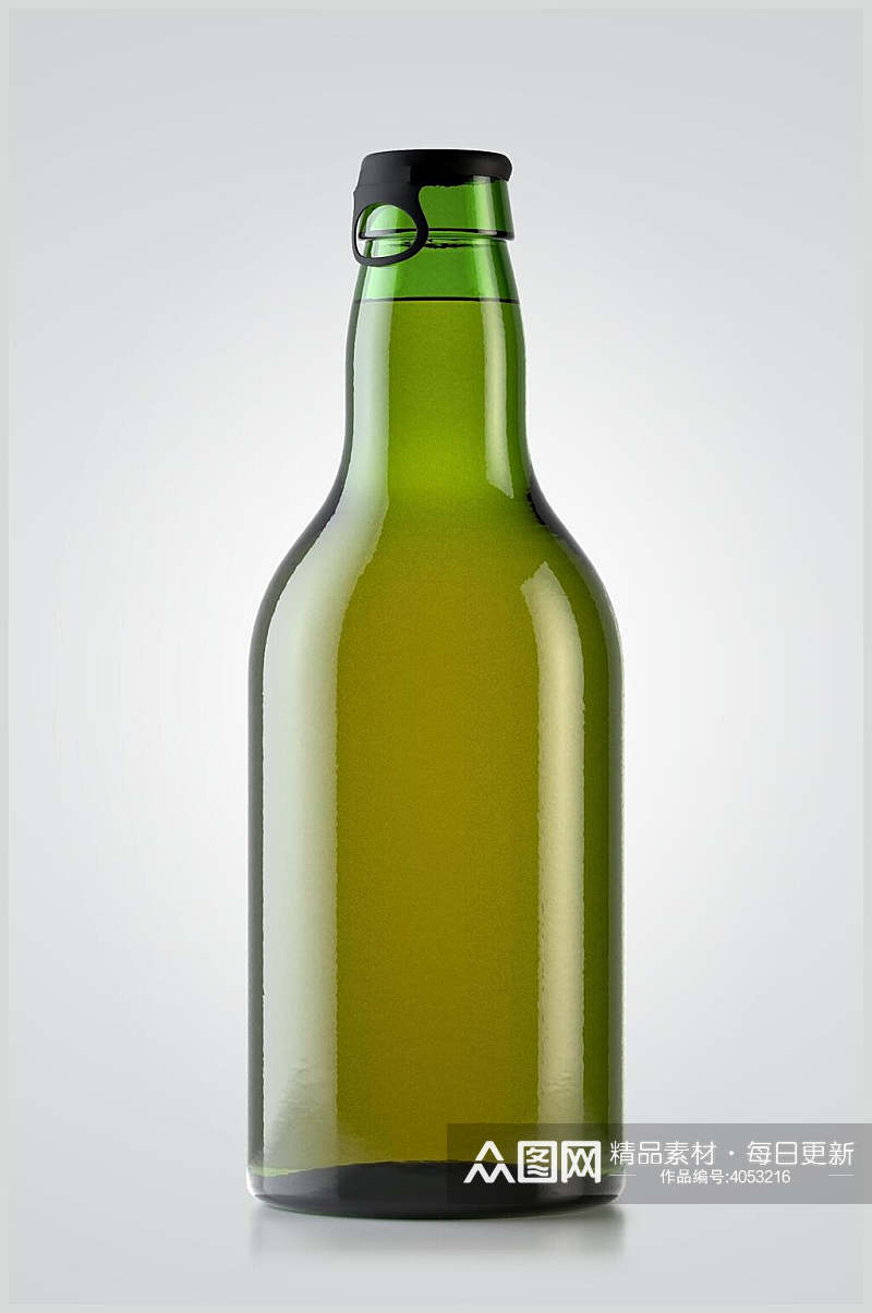 绿色啤酒瓶啤酒包装贴图样机素材