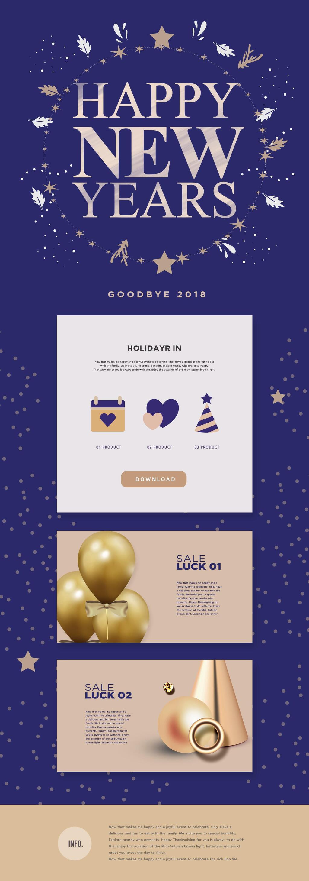 简洁蓝色新年圣诞节网页电商首页素材