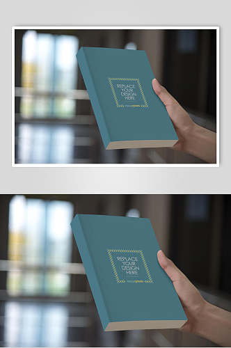 蓝色书籍封面设计样机