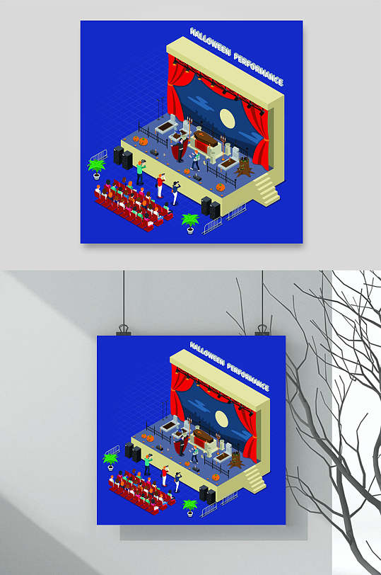 舞台表演卡通商务办公生活场景素材