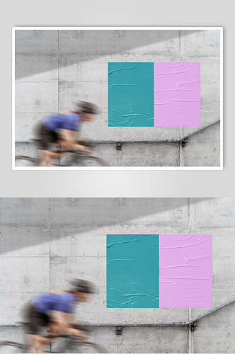 简约紫绿大气高端单车海报展示样机