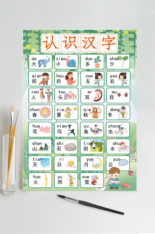 认识汉字汉字挂图竖版word