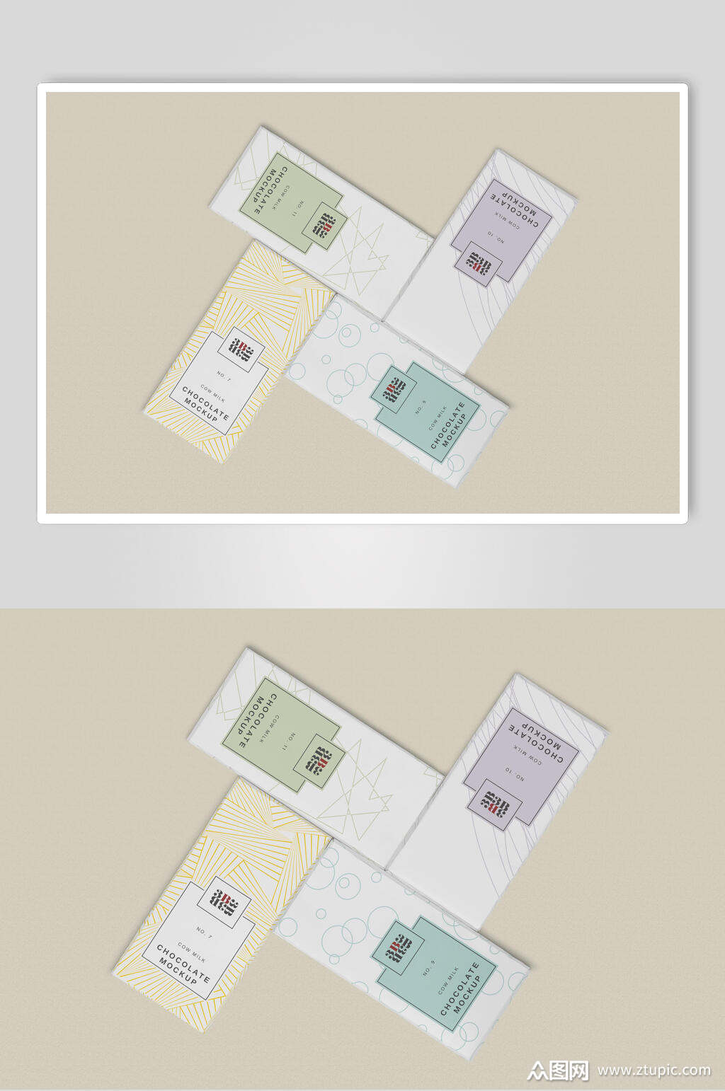 长方形暗纹巧克力vi包装样机素材