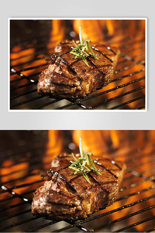飘香美味烤肉牛排美食高清图片
