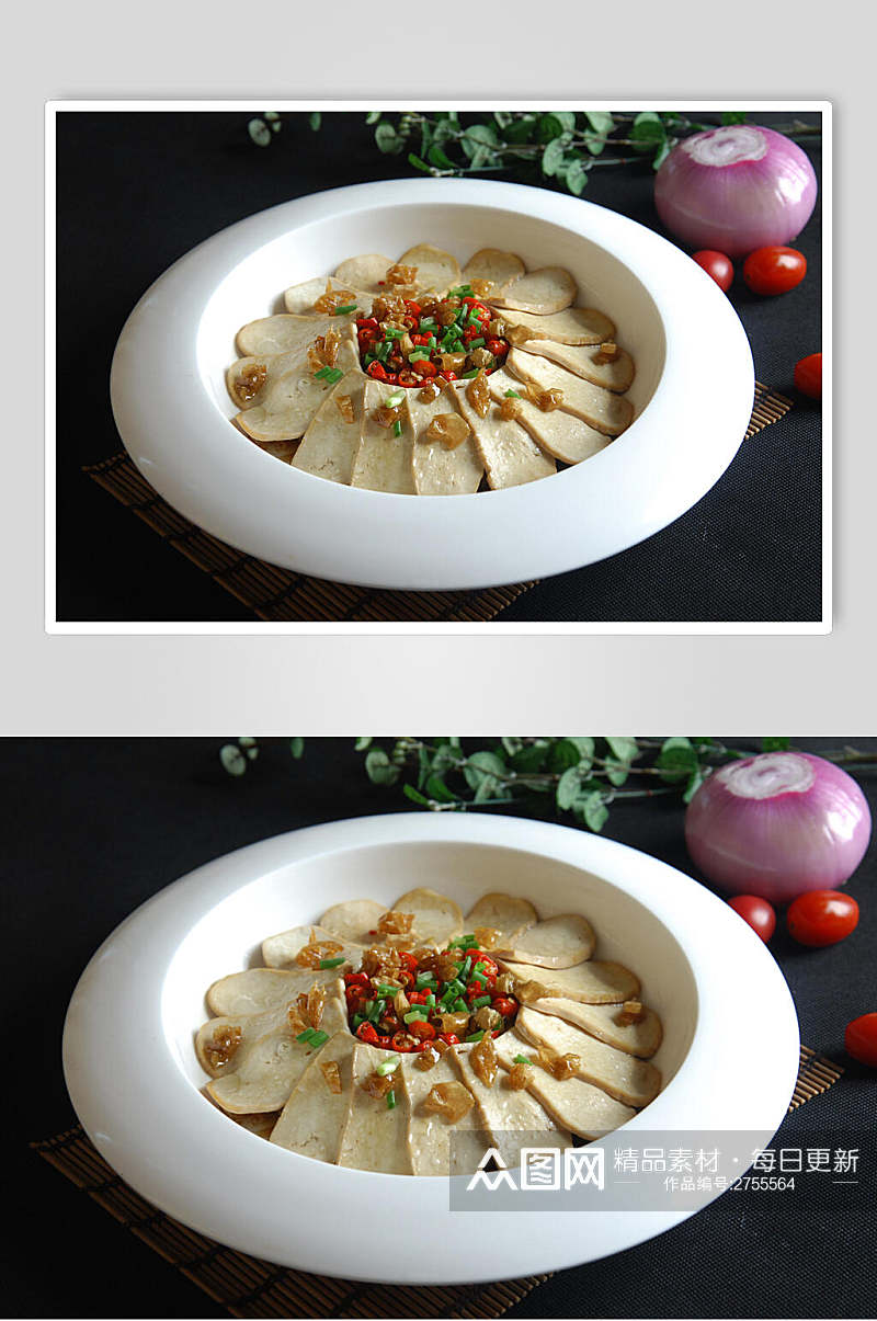 白辣椒蒸甘泉豆腐美食图片素材