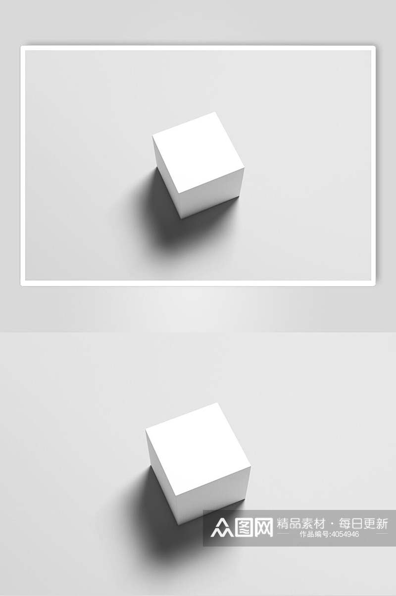 纯白立体方形包装盒样机素材