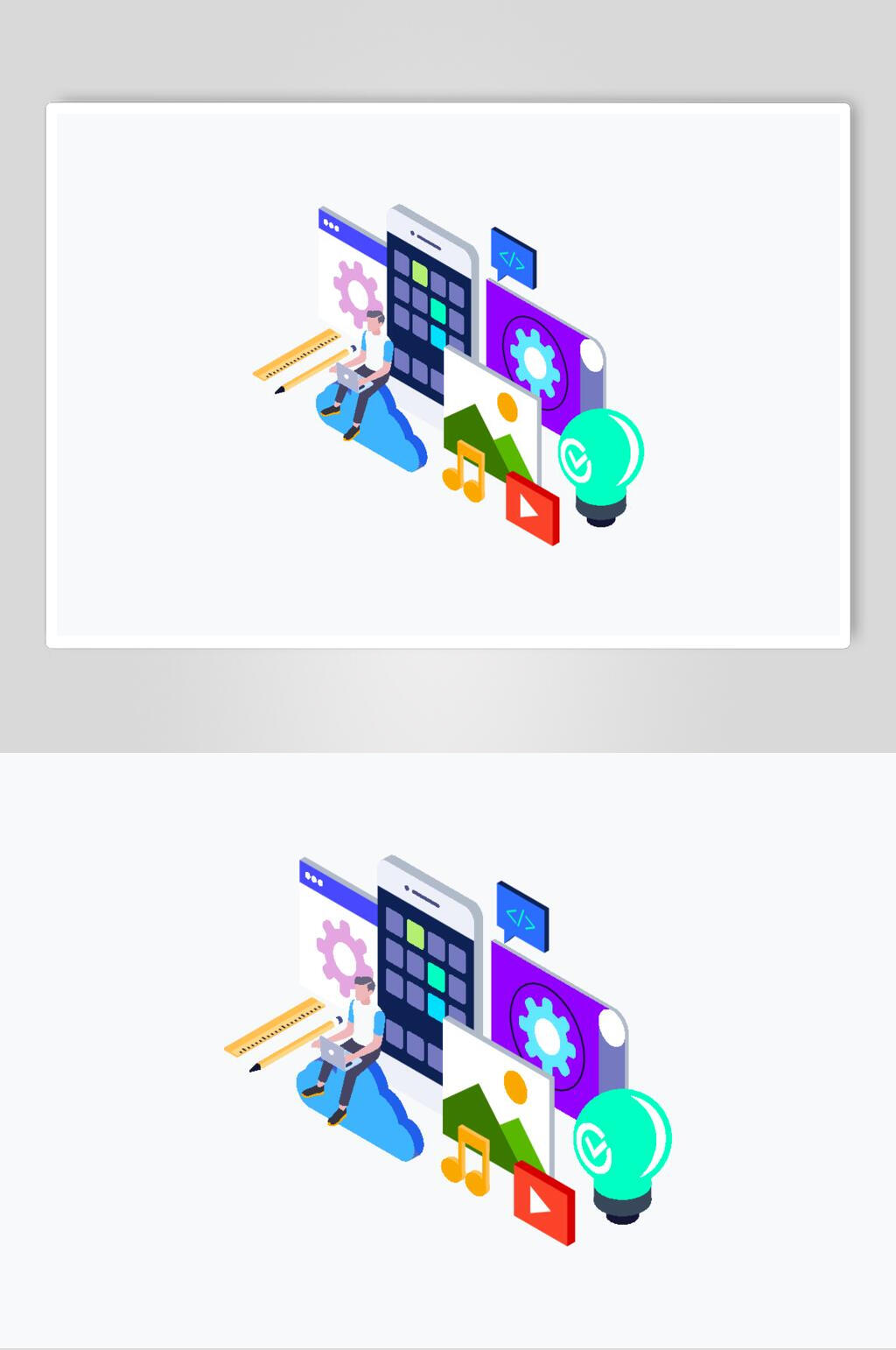 科技网络人物场景插画素材素材