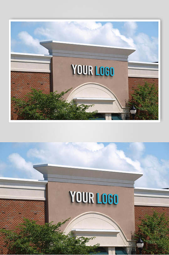 立体突出企业公司外墙户外海报样机