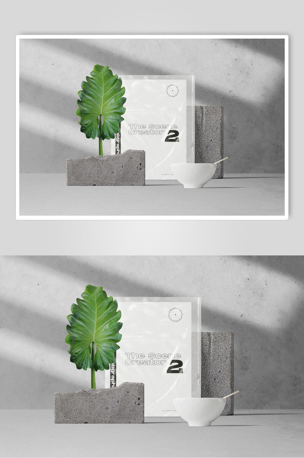 植物灰绿清新室内场景产品展示样机素材