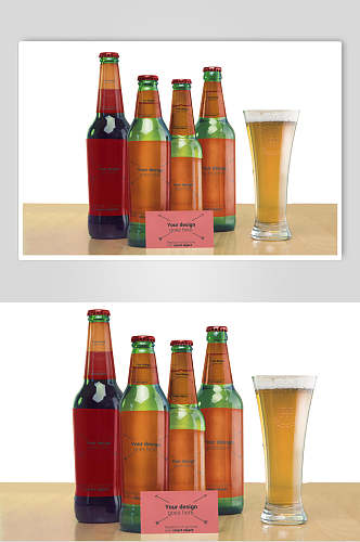 大气玻璃杯啤酒品牌包装组合样机