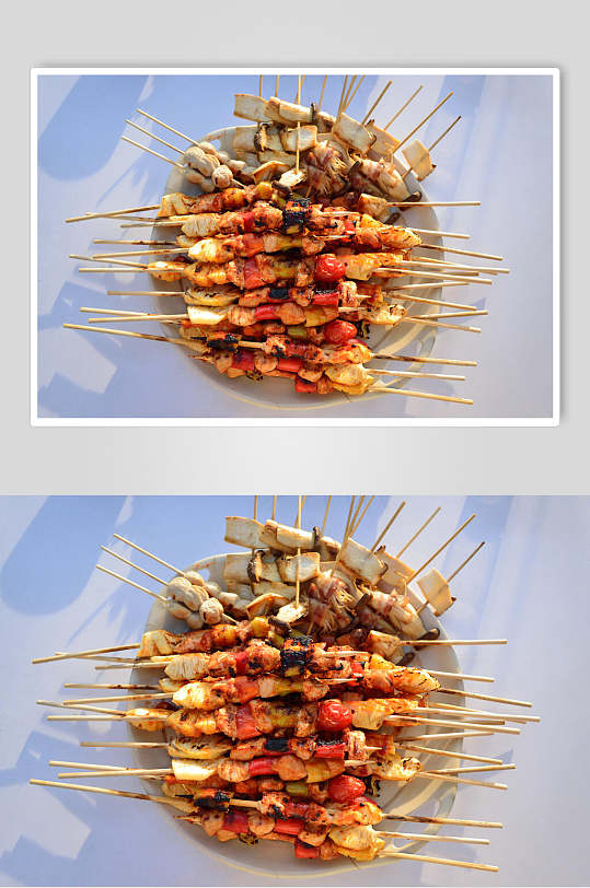 串串烤肉牛排美食图片