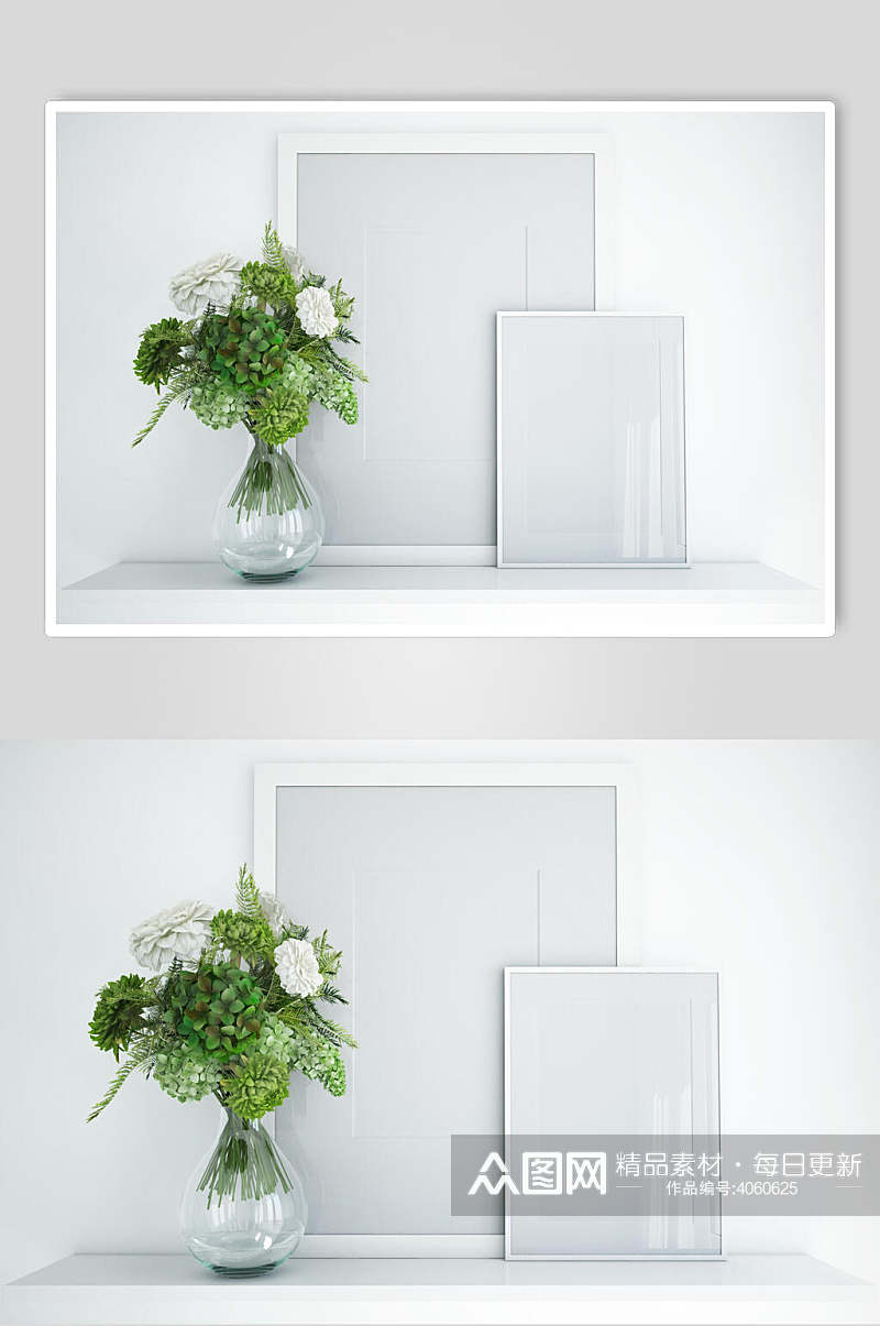 创意大气植物花朵画框样机素材