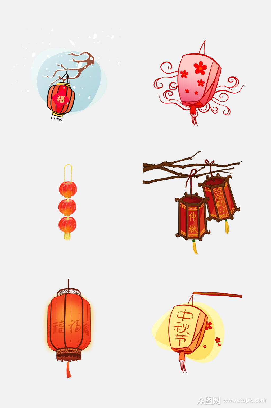 中国风传统节日灯笼免抠元素素材