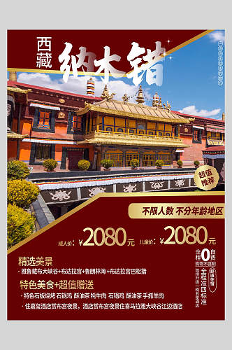 红金西藏纳木错旅游海报