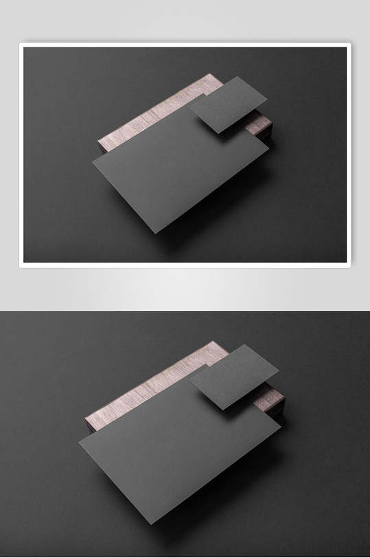 立体方形灰色空白纸张卡片组合样机