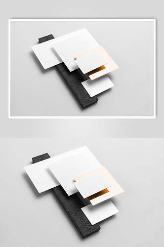 个性极简空白纸张卡片组合样机