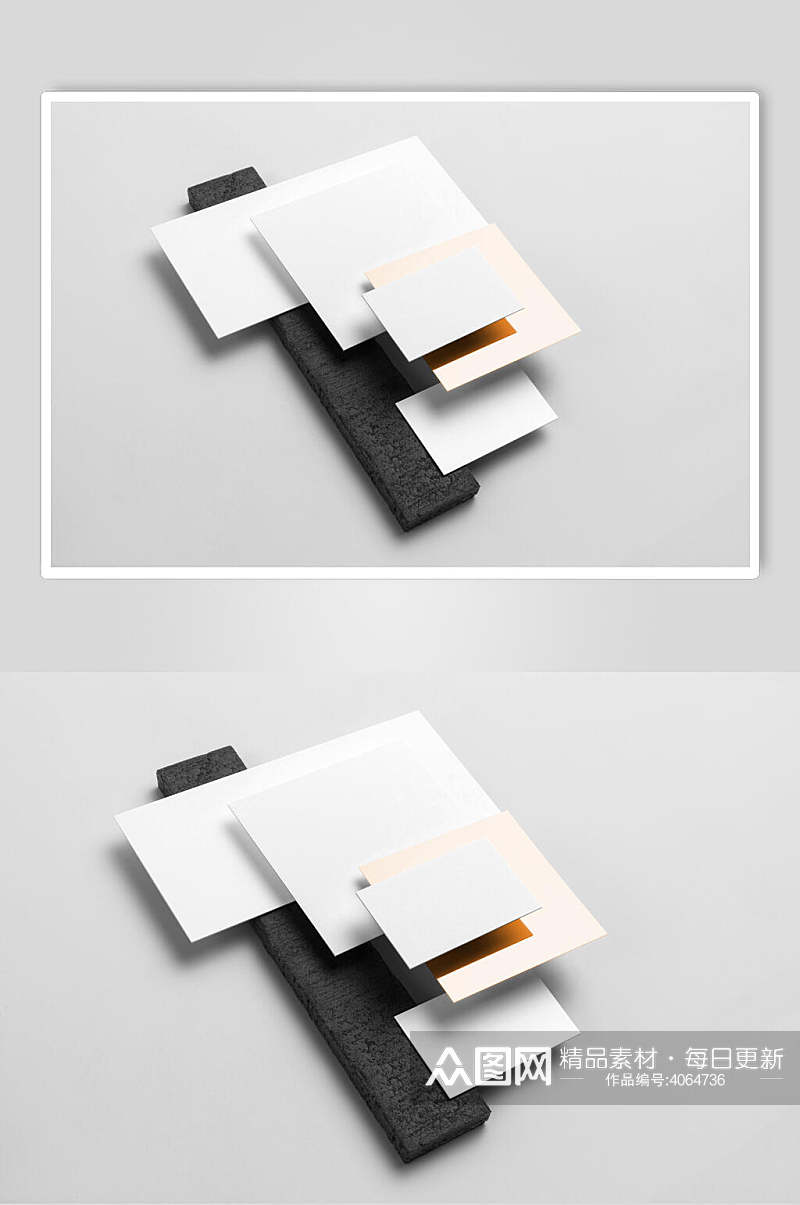 个性极简空白纸张卡片组合样机素材