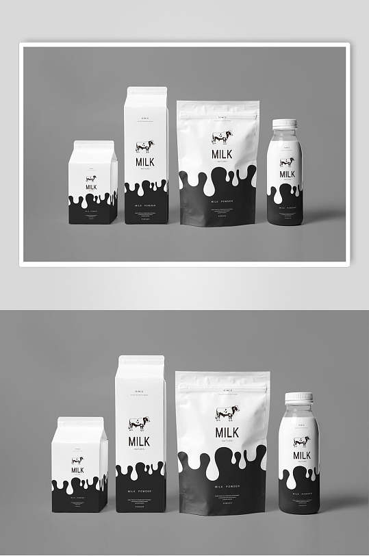 黑白四个酸奶饮料包装样机