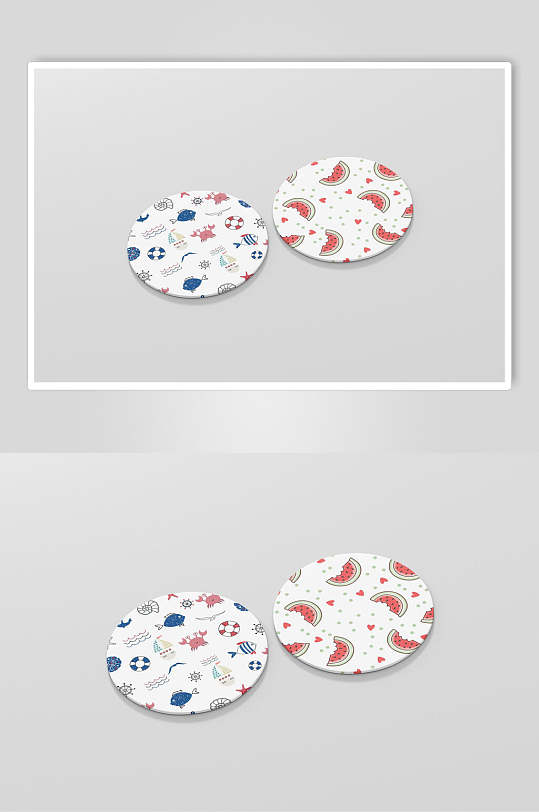 简约清新卡通图案咖啡杯垫样机