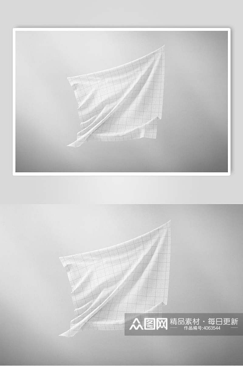 简约白色格子毛巾布料印花样机素材