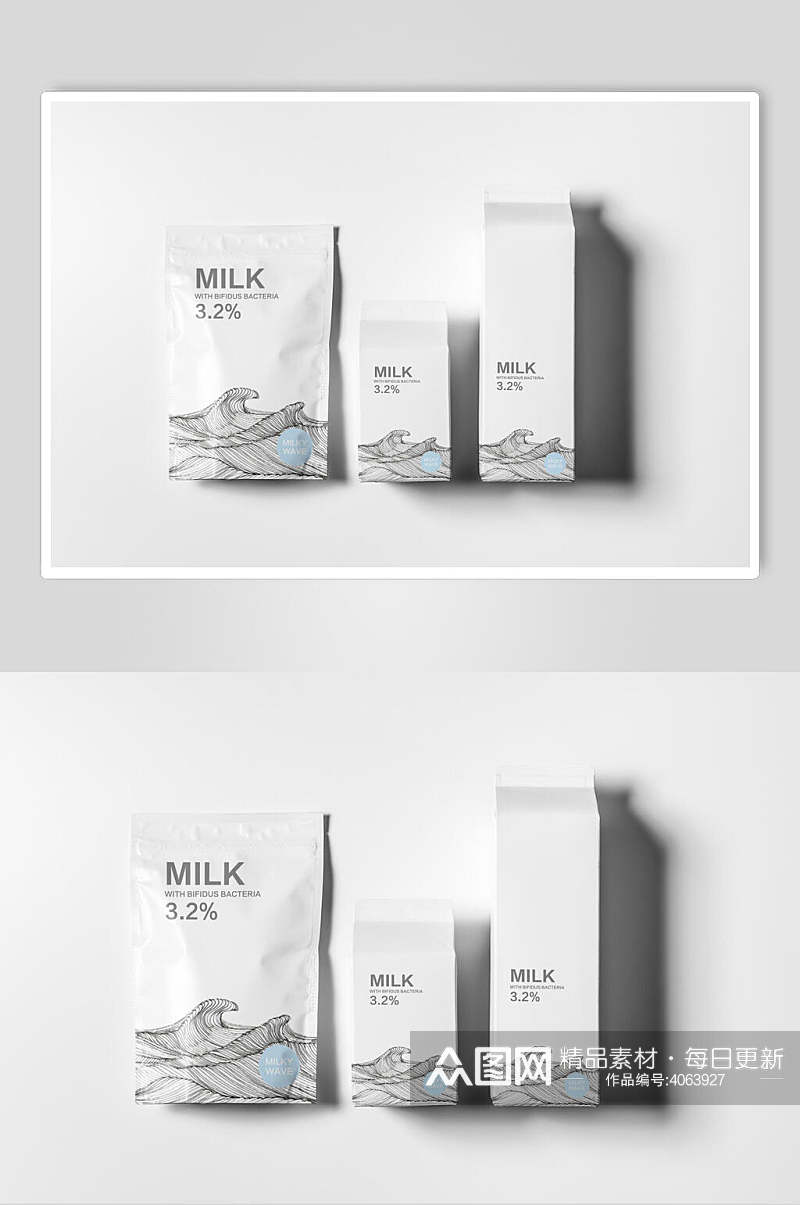 膨化包装袋英文牛奶酸奶包装盒样机素材
