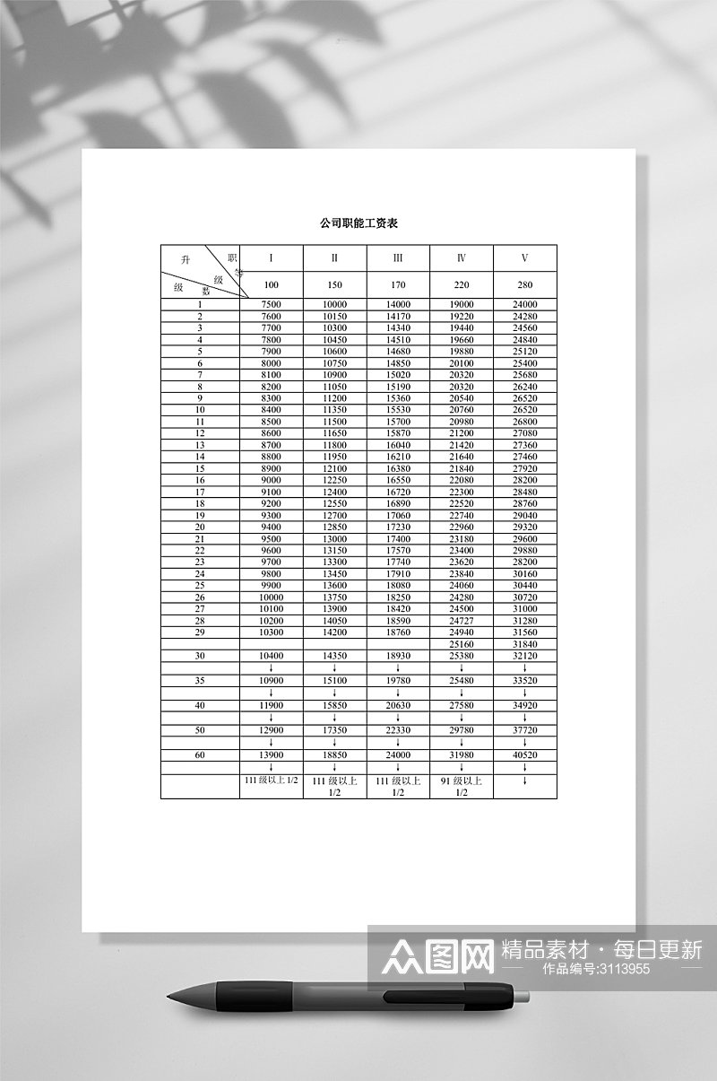 公司职能工资表WORD素材